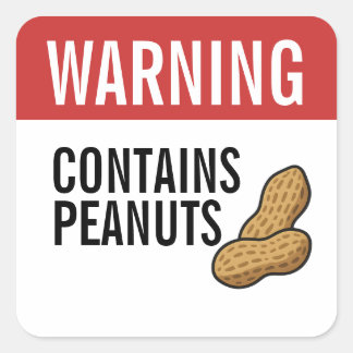 Sticker Carré Warning Contains Peanuts Allergy Alert