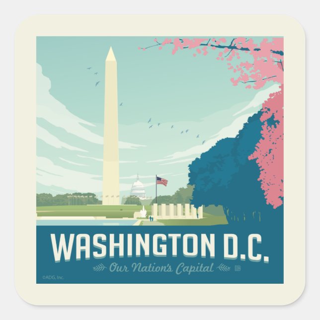 Sticker Carré Washington DC | La capitale de notre nation (Devant)