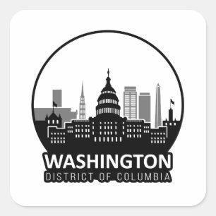 Sticker Carré Washington DC Skyline