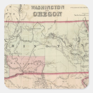 Sticker Carré Washington et Oregon et Idaho et Montana