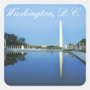 Sticker Carré Washington Monument, Reflect Pool, Washington