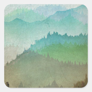 Sticker Carré Watercolor Hills