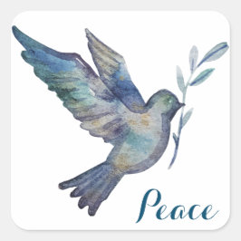 Sticker Carré Watercolor Peace Dove