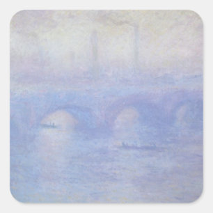 Sticker Carré Waterloo Bridge, effet de brouillard par Claude Mo