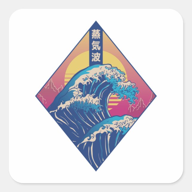 Sticker Carré Wave japonaise (Devant)