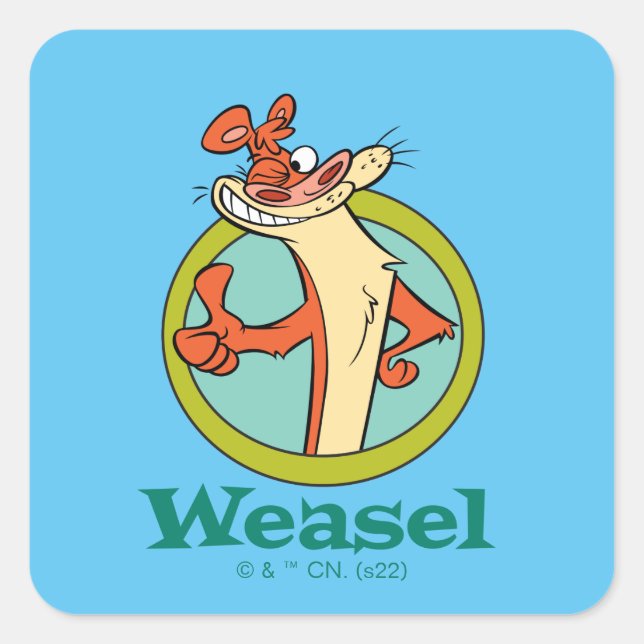 Sticker Carré Weasel Thumbs Up Character Graphic (Devant)