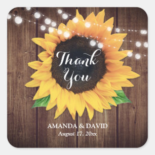 Sticker Carré Wedding shower de l'anniversaire du tournesol rust