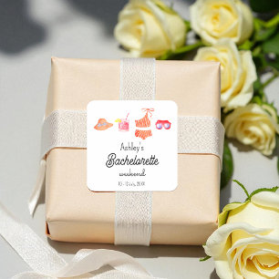 Sticker Carré Week-end de bikini de plage de célibataire 