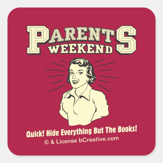 Sticker Carré Week-end Parents : Tout cacher (Devant)