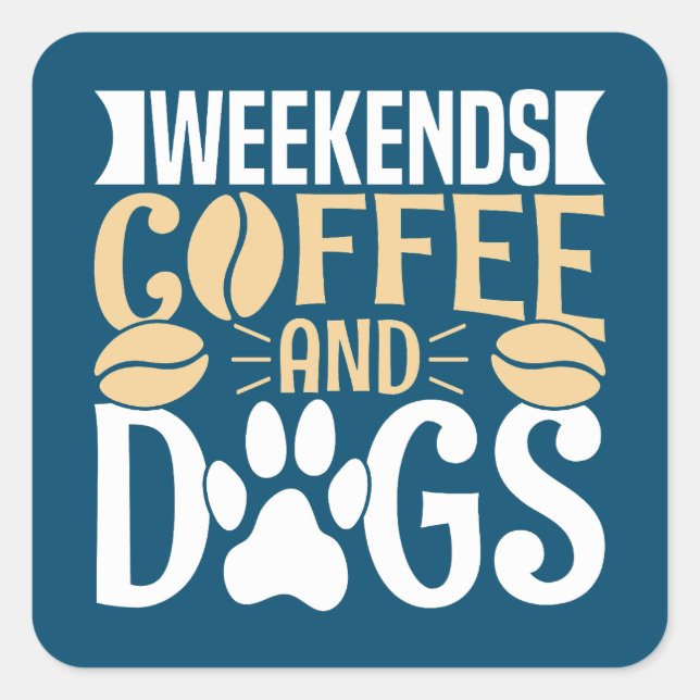 Sticker Carré Week-ends Café et Chiens (Devant)