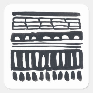 Sticker Carré Weft I Aquarelle noire moderne