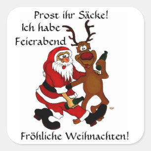 Sticker Carré Weihnachtsmann mit Elch