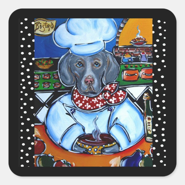 STICKER CARRÉ WEIMARANER  (Devant)