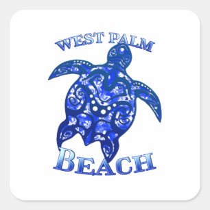Sticker Carré West Palm Beach Floride Vacances Tortue Tribale