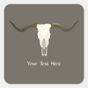 Sticker Carré Western Longhorn Custom