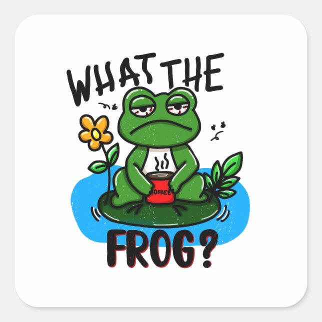 Sticker Carré What the frog? (Devant)