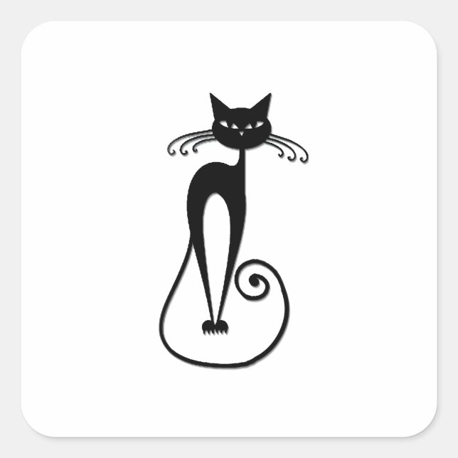 Sticker Carré Whimsical Skinny Chat noir (Devant)