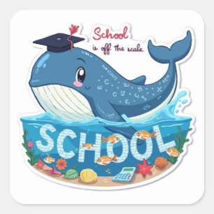 Sticker Carré Whimsical Whale 'Off the Scale' L'excitation scola
