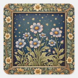 Sticker Carré Whimsical Wildflower Evening Dusty Purple Floral