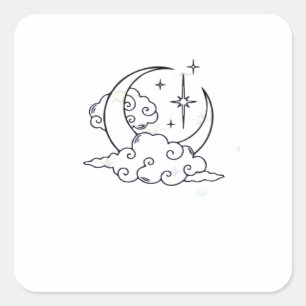 Sticker Carré Whimsigoth Nuages Lune Witchy Classic