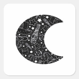 Sticker Carré Whimsigoth Witch Moon Wicca Kawaii Goth Tattoo Ast