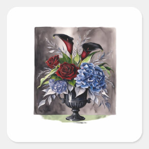 Sticker Carré Whimsigothique – Vasque Florale Gothique Esthétiqu