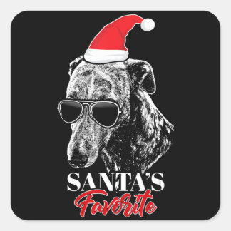 Sticker Carré Whippet Santas Favori Funny Christmas