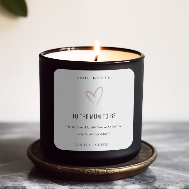 Sticker Carré White Blush Love Heart Maman to be Gift Candle (Créateur téléchargé)