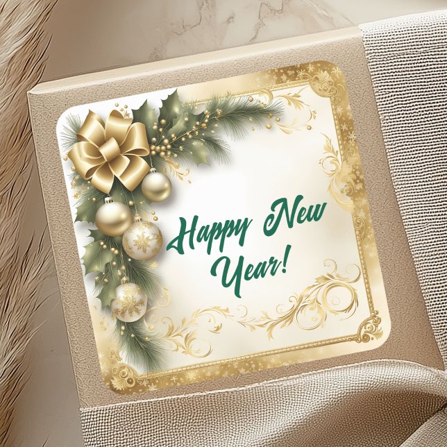 Sticker Carré White Gold Holidays Vintage (Créateur téléchargé)