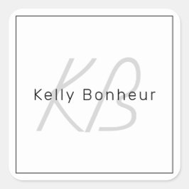 Sticker Carré White Grey et Black | Cool Name & Monogram