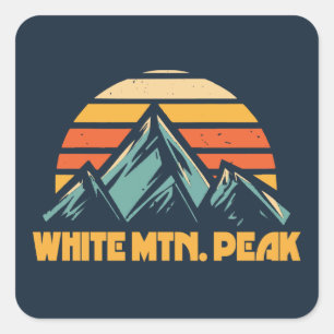 Sticker Carré White Mountain Peak California Retro Turquoise