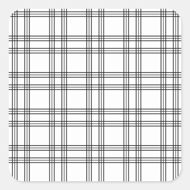 Sticker Carré White Plaid Tartan (Devant)
