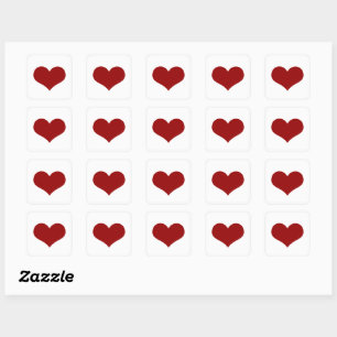 Sticker Carré White Red Heart Love Valentine