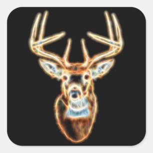 Sticker Carré White tail Deer Head Energy Spirit