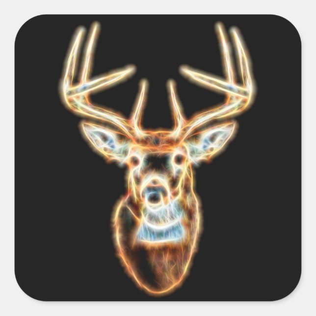Sticker Carré White tail Deer Head Energy Spirit (Devant)