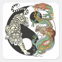 White tiger versus green dragon in the yin yang