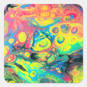 Sticker Carré Wild Acrylic Fluide Art Abstract