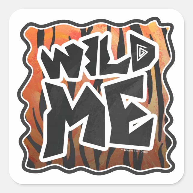 Sticker Carré Wild Me Tiger Hot orange et noir (Devant)