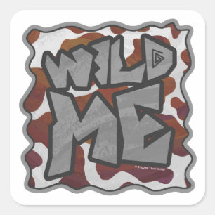 Sticker Carré Wild me Vache Brown et blanche Impression