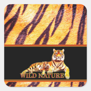 Sticker Carré WILD NATURE - collection de dessins TIGER