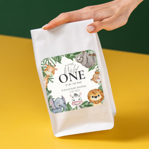 Sticker Carré Wild One Safari Animaux Baby shower garçon