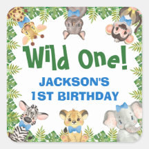 Wild One Safari Zoo Animaux Garçon premier anniver