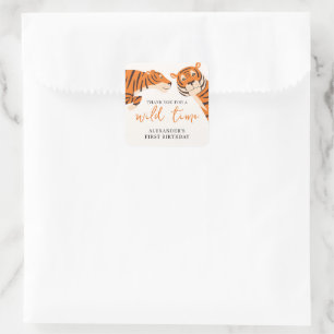 Sticker Carré Wild One Tiger 1er anniversaire Merci