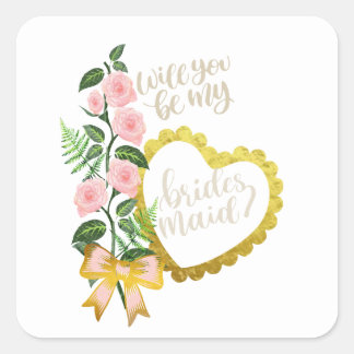 Sticker Carré Will you be my bridesmaid