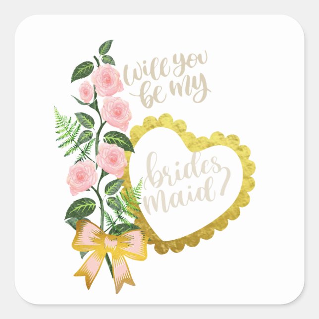 Sticker Carré Will you be my bridesmaid (Devant)