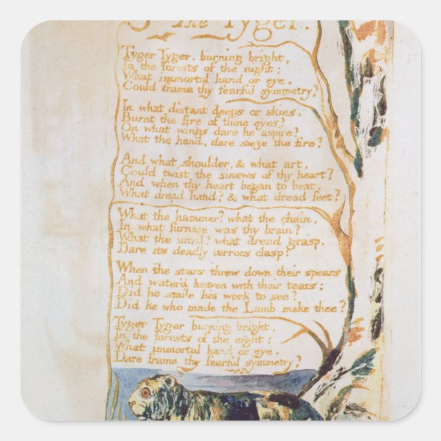 Sticker Carré William Blake | Le Tyger, de Chansons d'Innocence (Devant)
