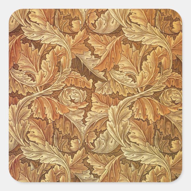 Sticker Carré William Morris Acanthus Brown Feuilles d'automne (Devant)