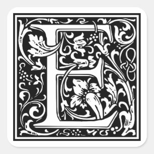 Sticker Carré William Morris Alphabet "E"
