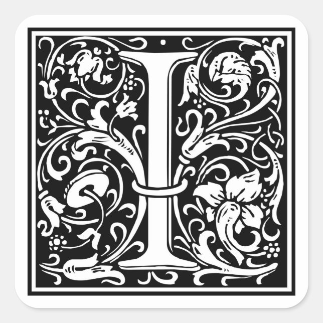 Sticker Carré William Morris Alphabet "I" (Devant)