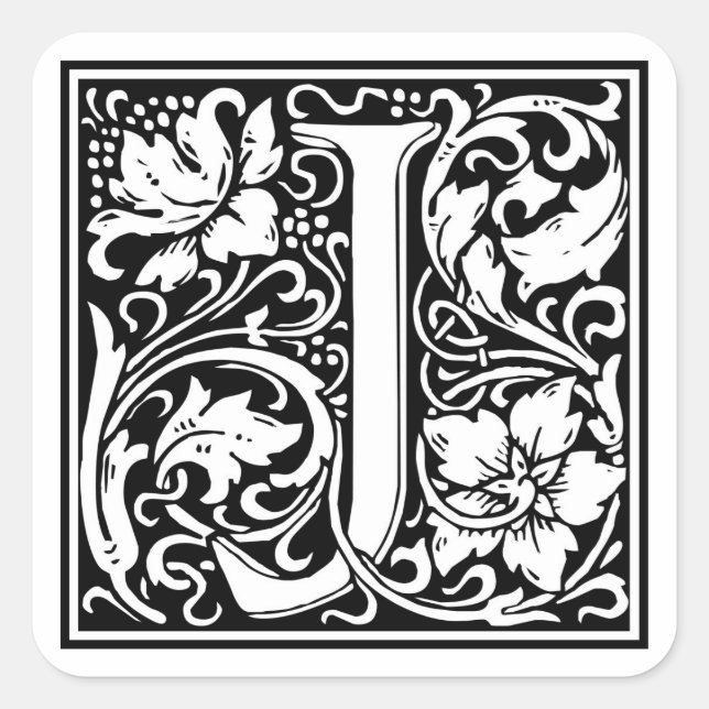 Sticker Carré William Morris Alphabet "J" (Devant)